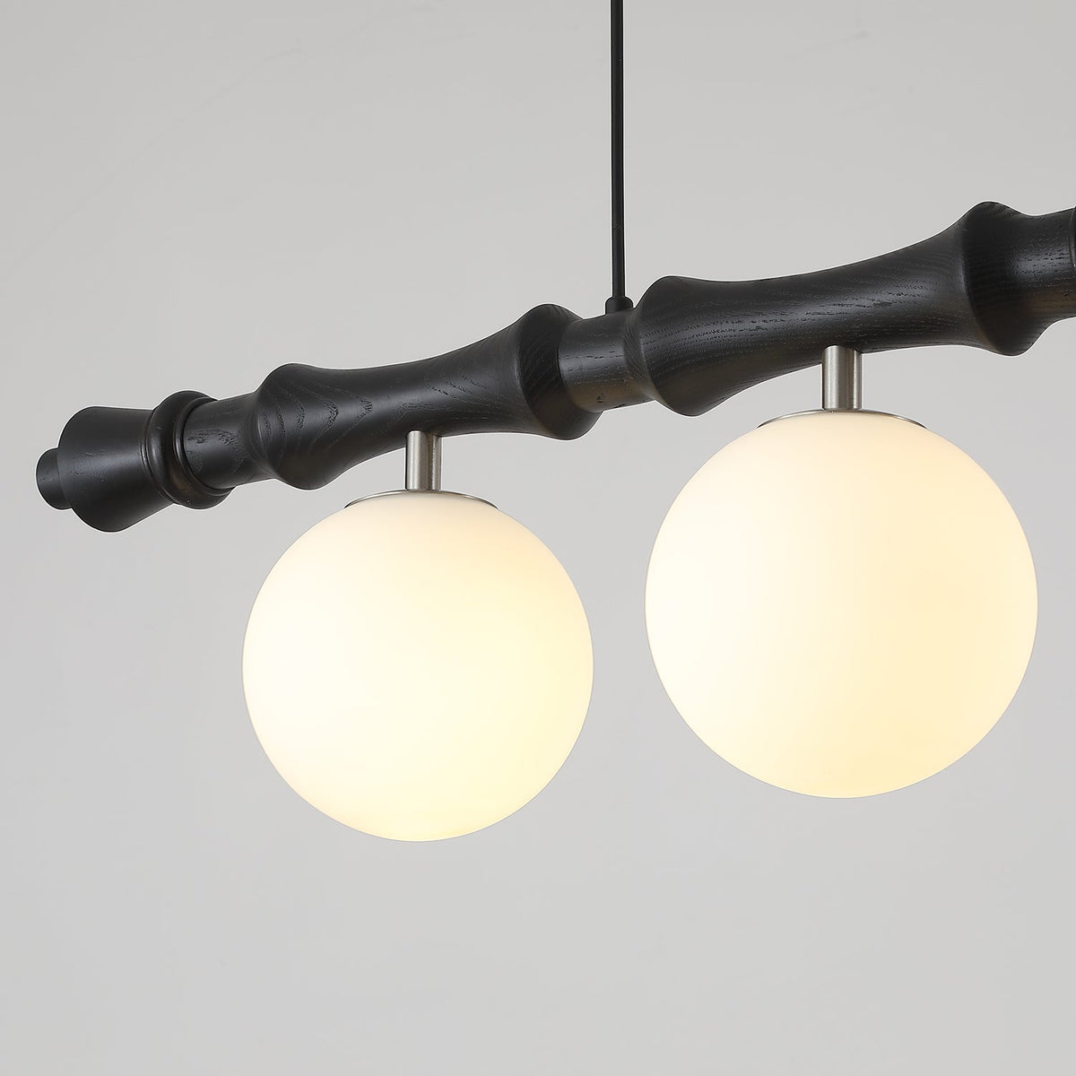Adjustable Height Wooden Pendant Light With Glass Shade