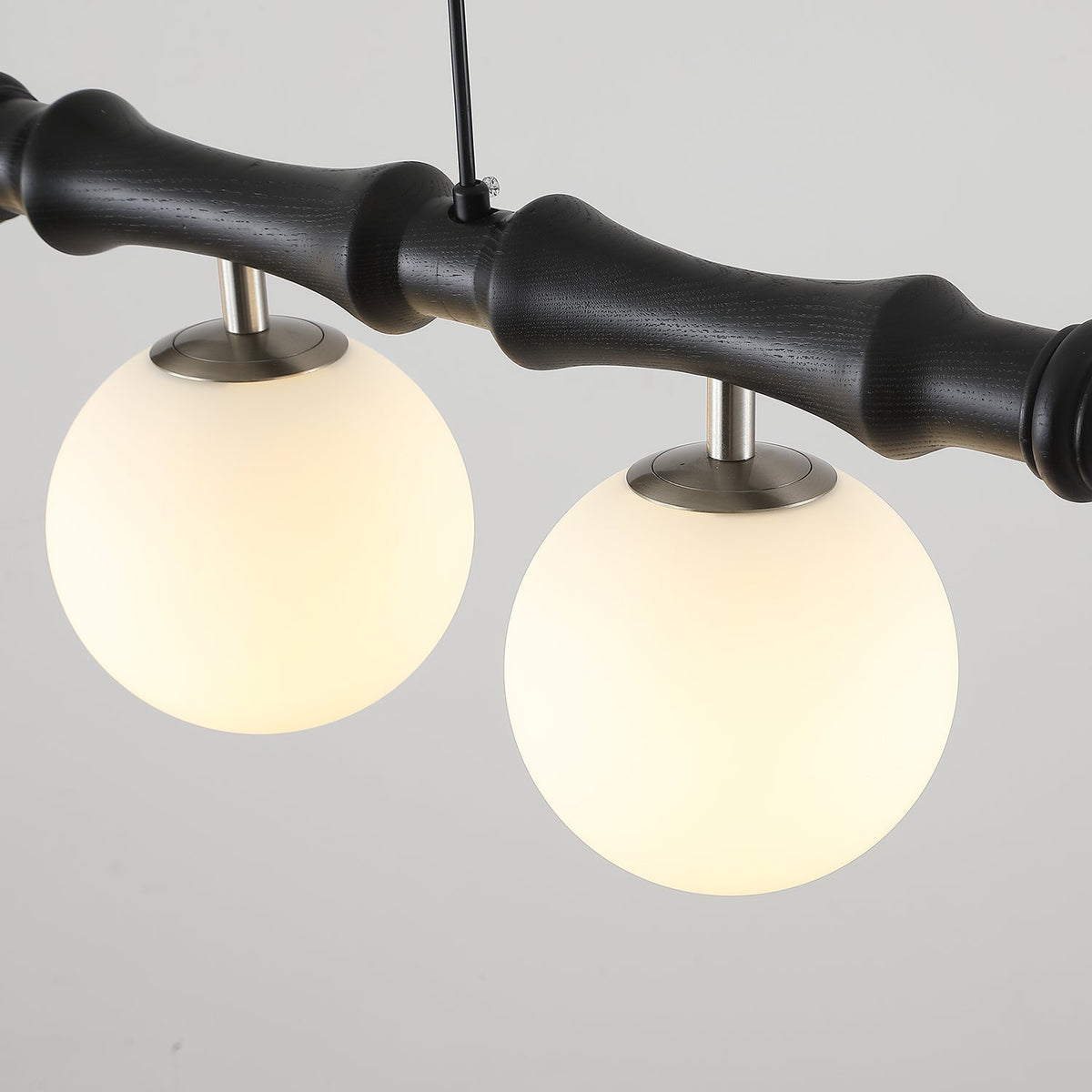 Adjustable Height Wooden Pendant Light With Glass Shade