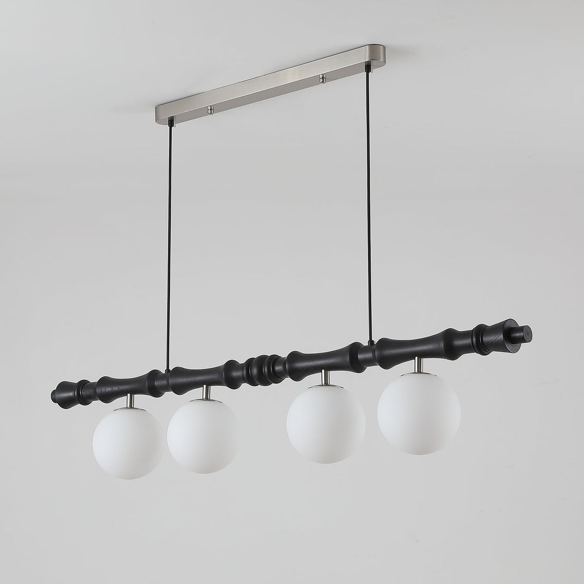 Adjustable Height Wooden Pendant Light With Glass Shade