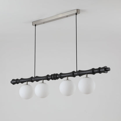Adjustable Height Wooden Pendant Light With Glass Shade