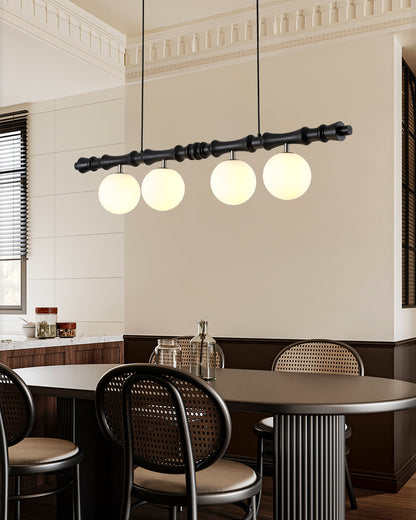 Adjustable Height Wooden Pendant Light With Glass Shade