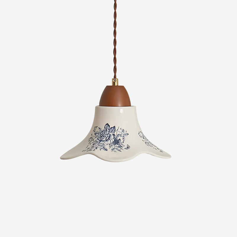 Vintage Charm Porcelain Ivory Flower Pendant Light