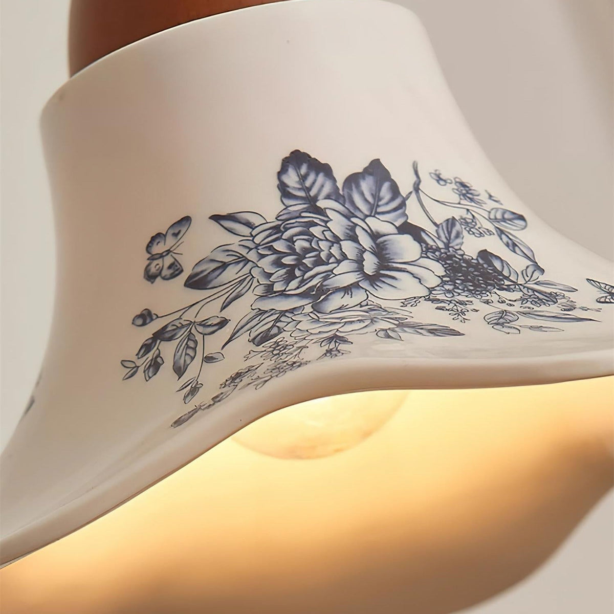 Vintage Charm Porcelain Ivory Flower Pendant Light