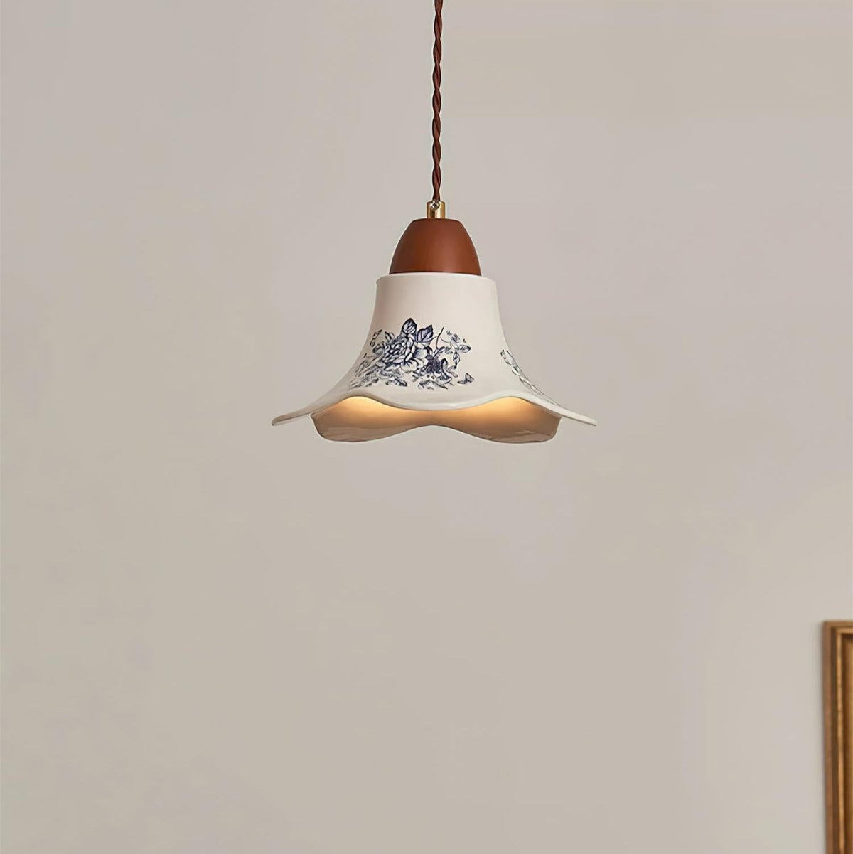 Vintage Charm Porcelain Ivory Flower Pendant Light