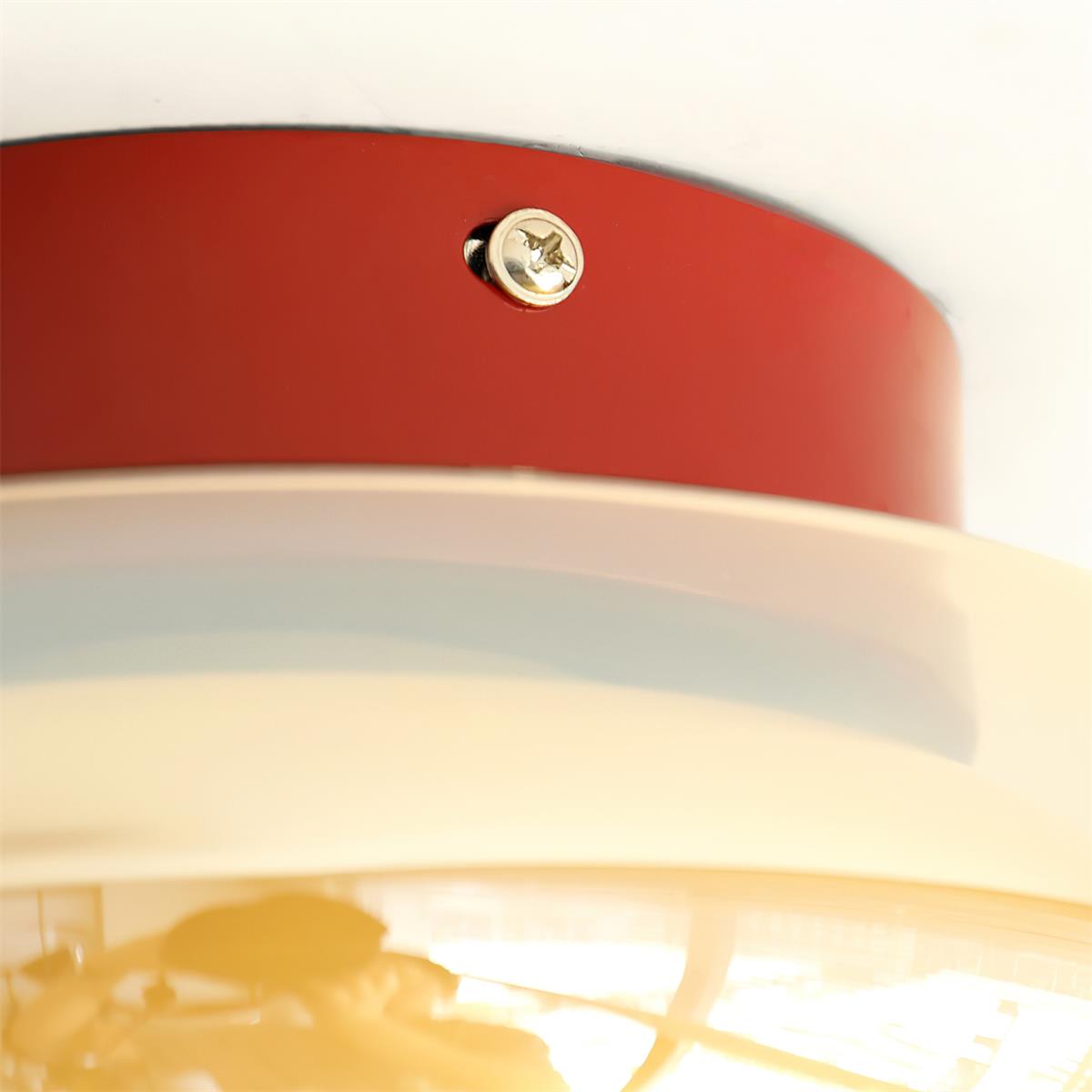 Ceiling Mount Flush Light Glass Cognac Lux With Band Red Cherry
