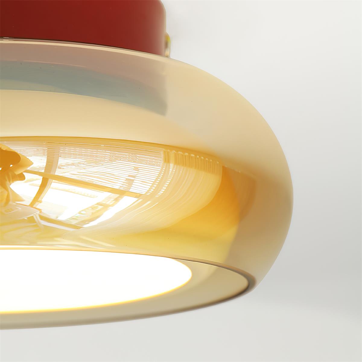 Ceiling Mount Flush Light Glass Cognac Lux With Band Red Cherry