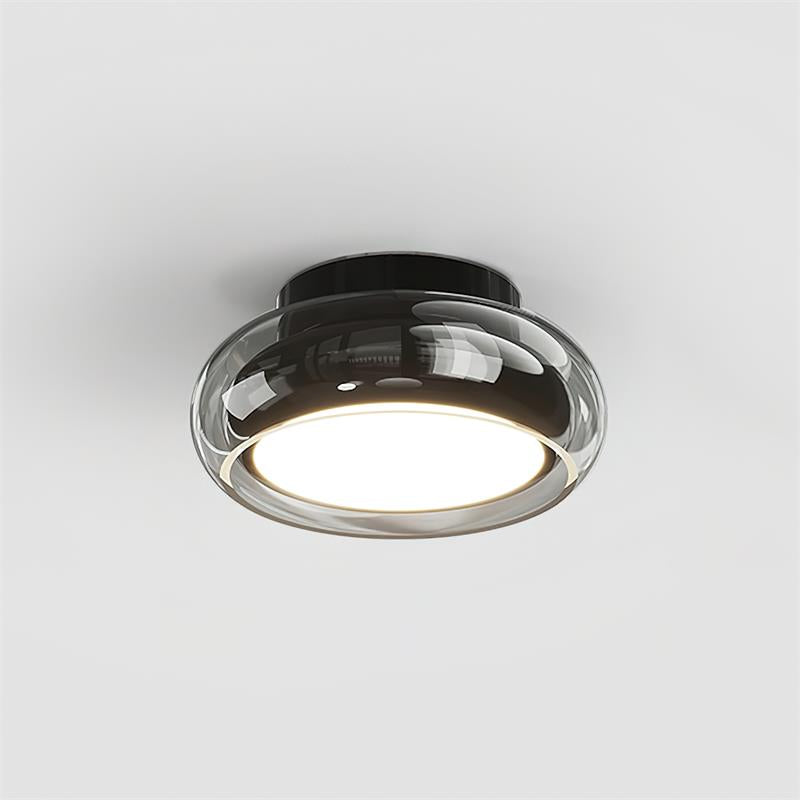 Ceiling Mount Flush Light Glass Cognac Lux With Band Red Cherry
