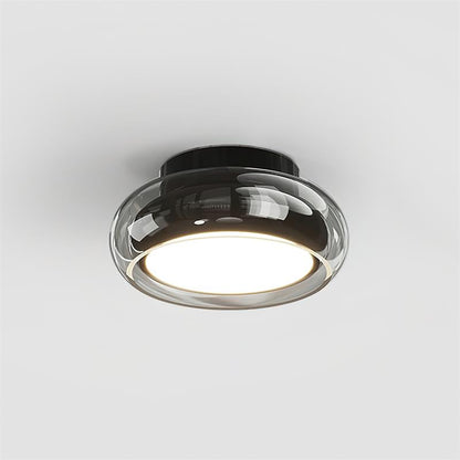 Ceiling Mount Flush Light Glass Cognac Lux With Band Red Cherry