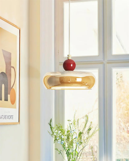 Dual Color Temperature Amber Red Glass Pendant Light