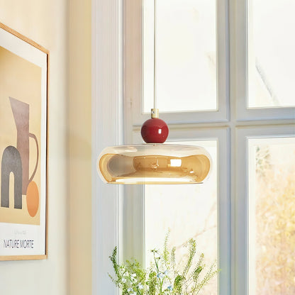Dual Color Temperature Amber Red Glass Pendant Light