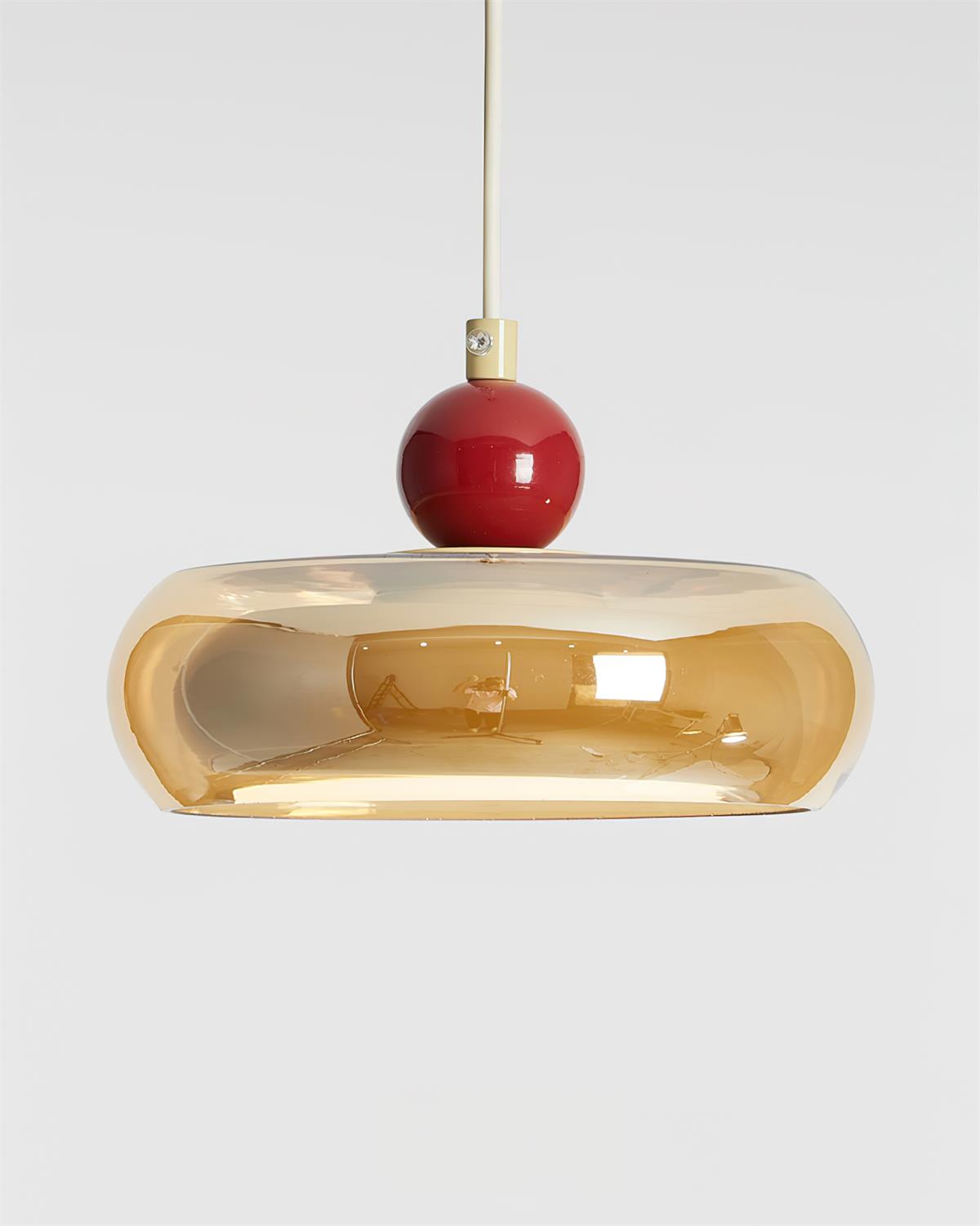 Dual Color Temperature Amber Red Glass Pendant Light