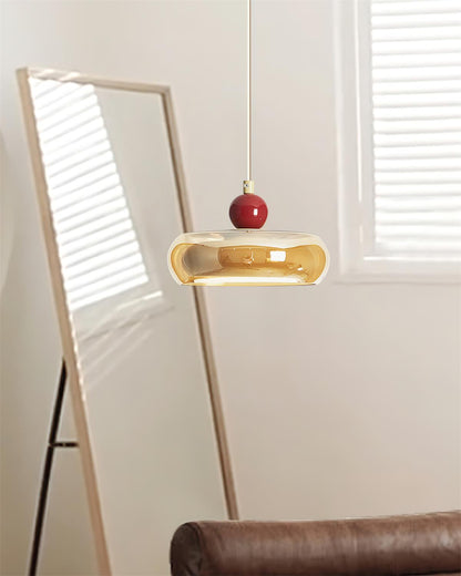 Dual Color Temperature Amber Red Glass Pendant Light