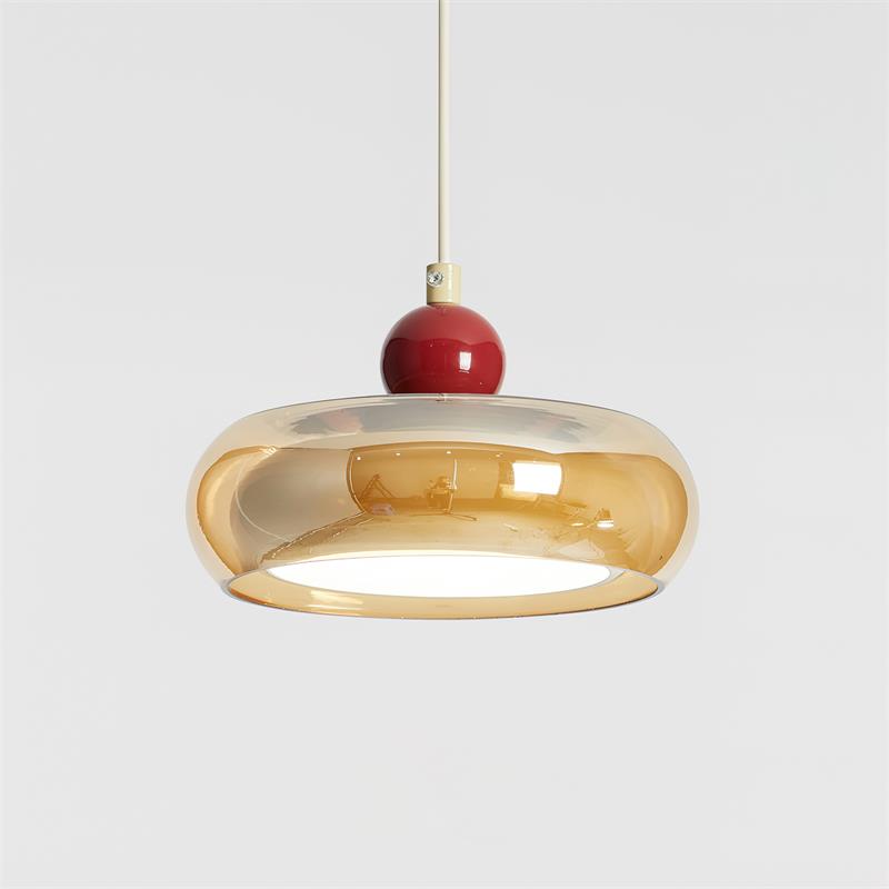 Dual Color Temperature Amber Red Glass Pendant Light