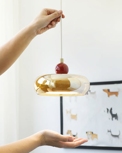 Dual Color Temperature Amber Red Glass Pendant Light