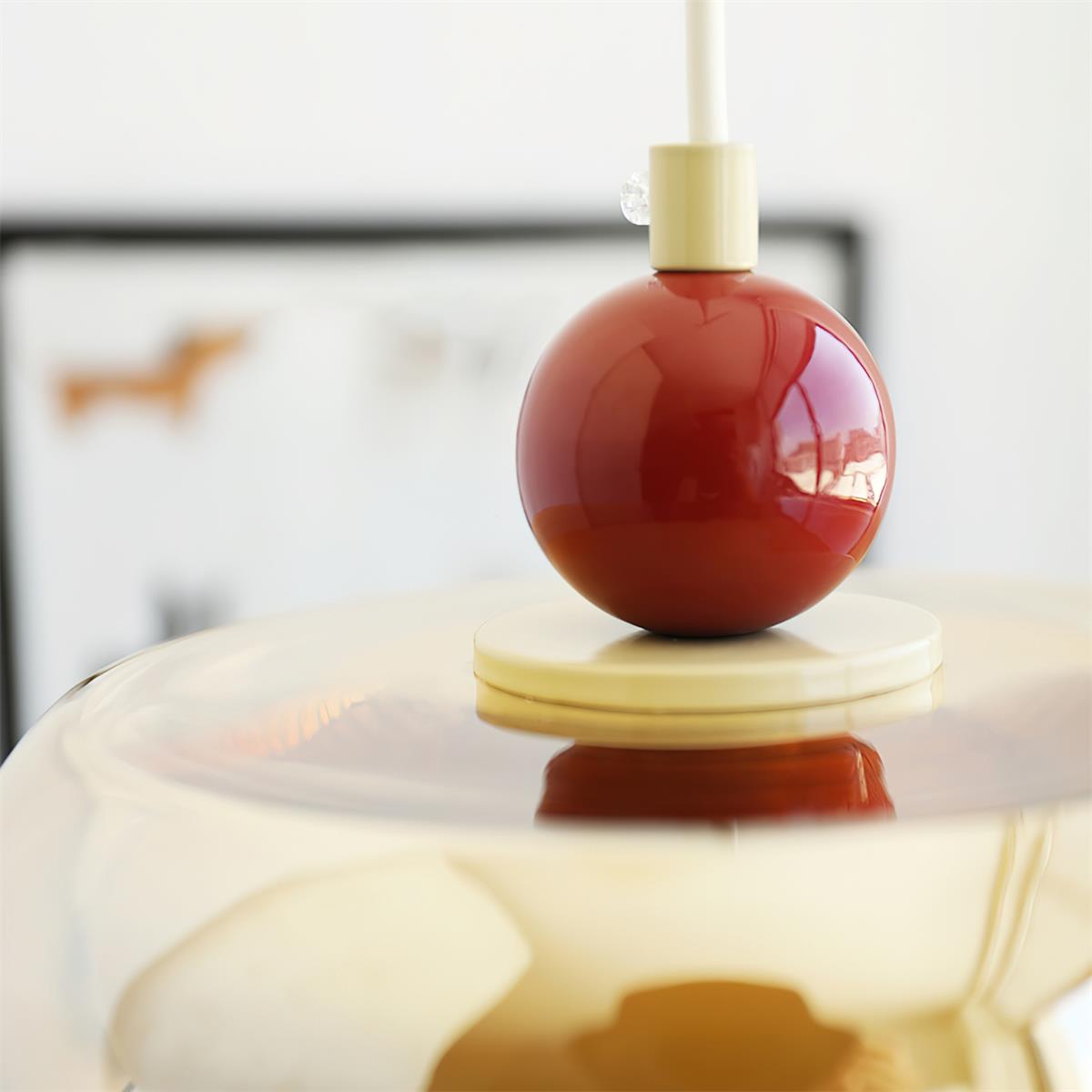 Dual Color Temperature Amber Red Glass Pendant Light