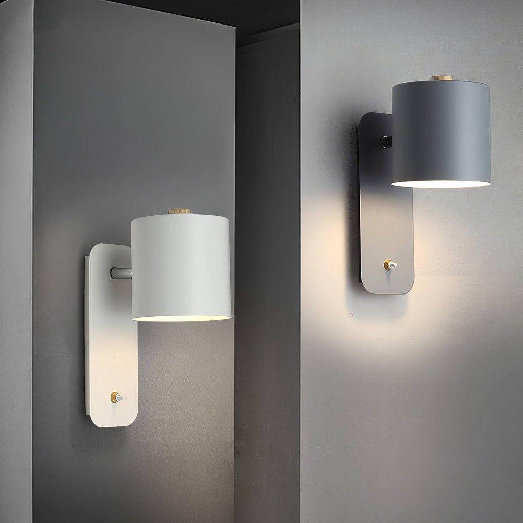 Adjustable Bedside Wall Lamp With Cylinder Rotatable Head