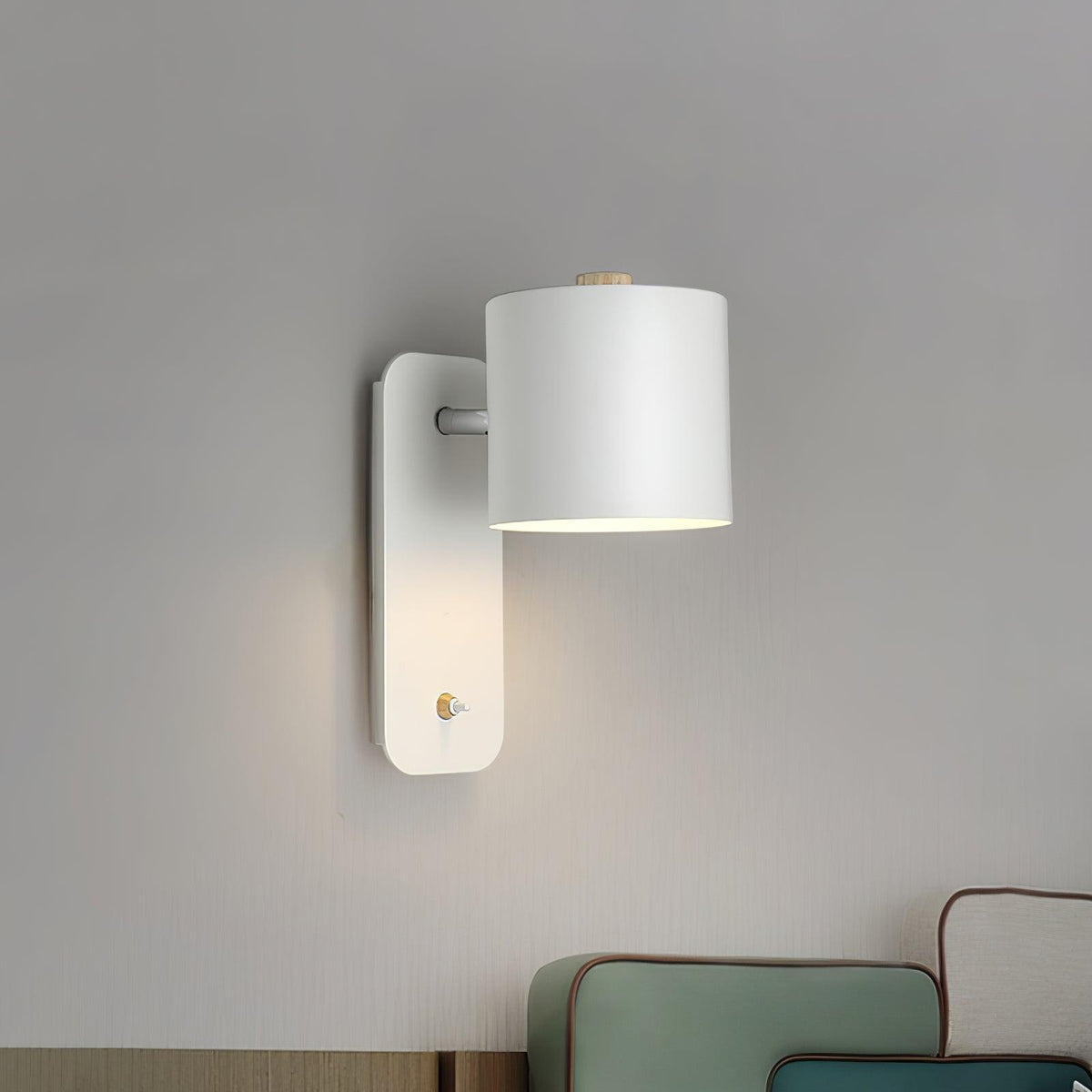 Adjustable Bedside Wall Lamp With Cylinder Rotatable Head
