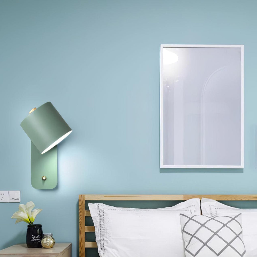 Adjustable Bedside Wall Lamp With Cylinder Rotatable Head