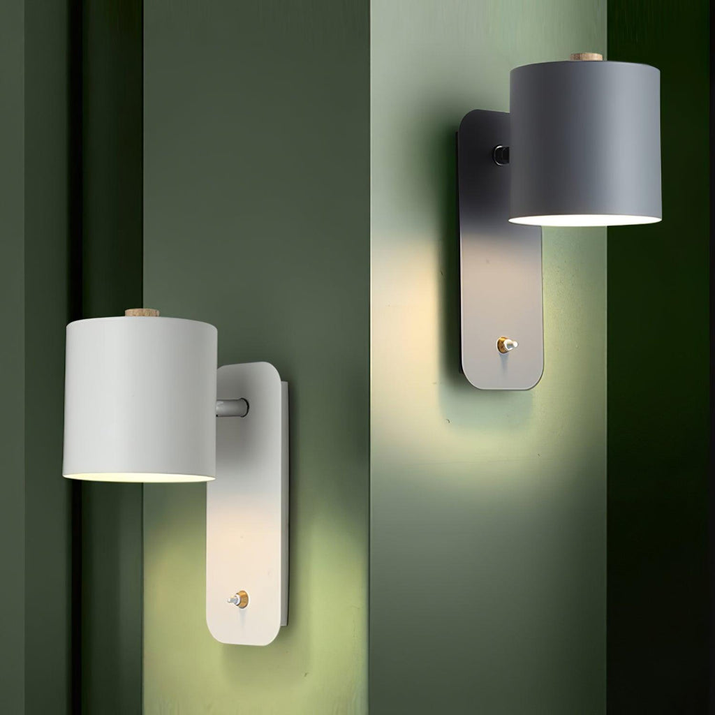 Adjustable Bedside Wall Lamp With Cylinder Rotatable Head