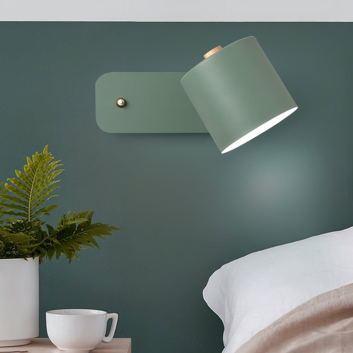 Adjustable Bedside Wall Lamp With Cylinder Rotatable Head