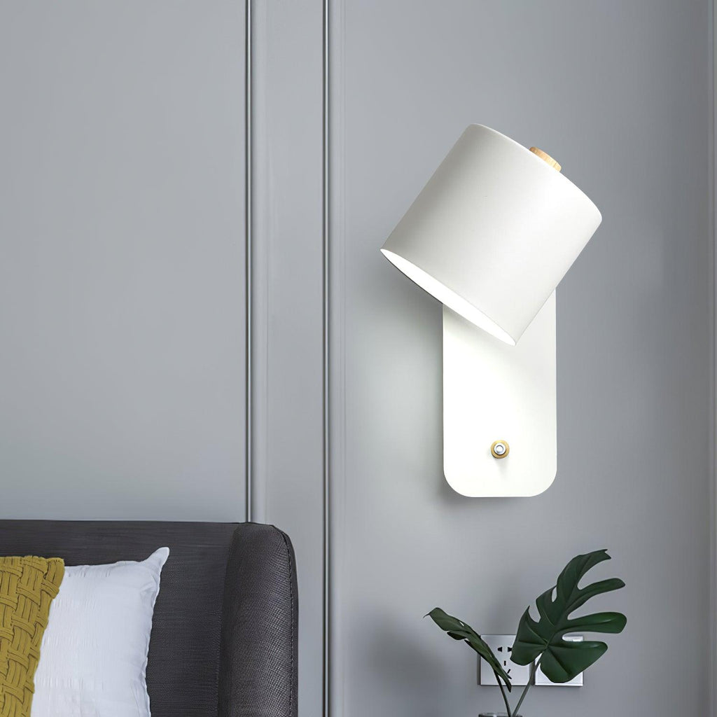 Adjustable Bedside Wall Lamp With Cylinder Rotatable Head