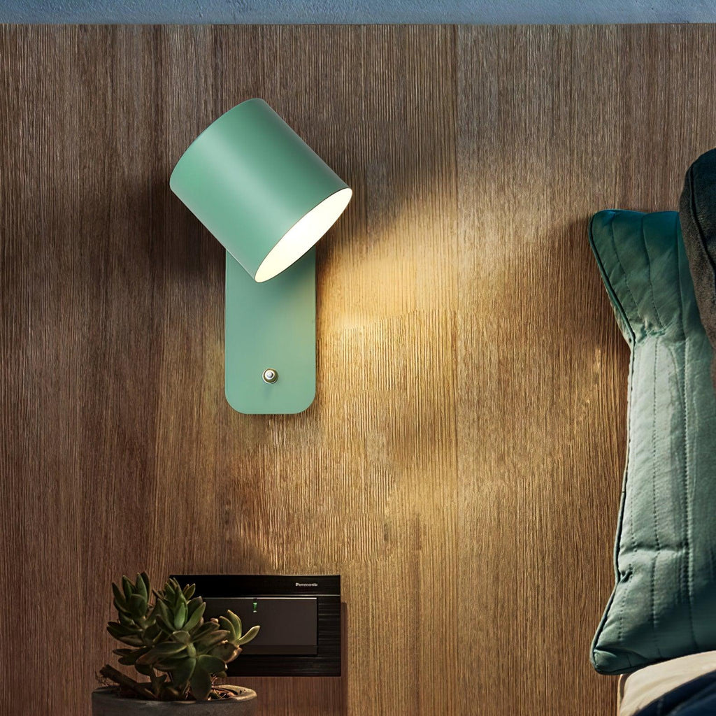 Adjustable Bedside Wall Lamp With Cylinder Rotatable Head