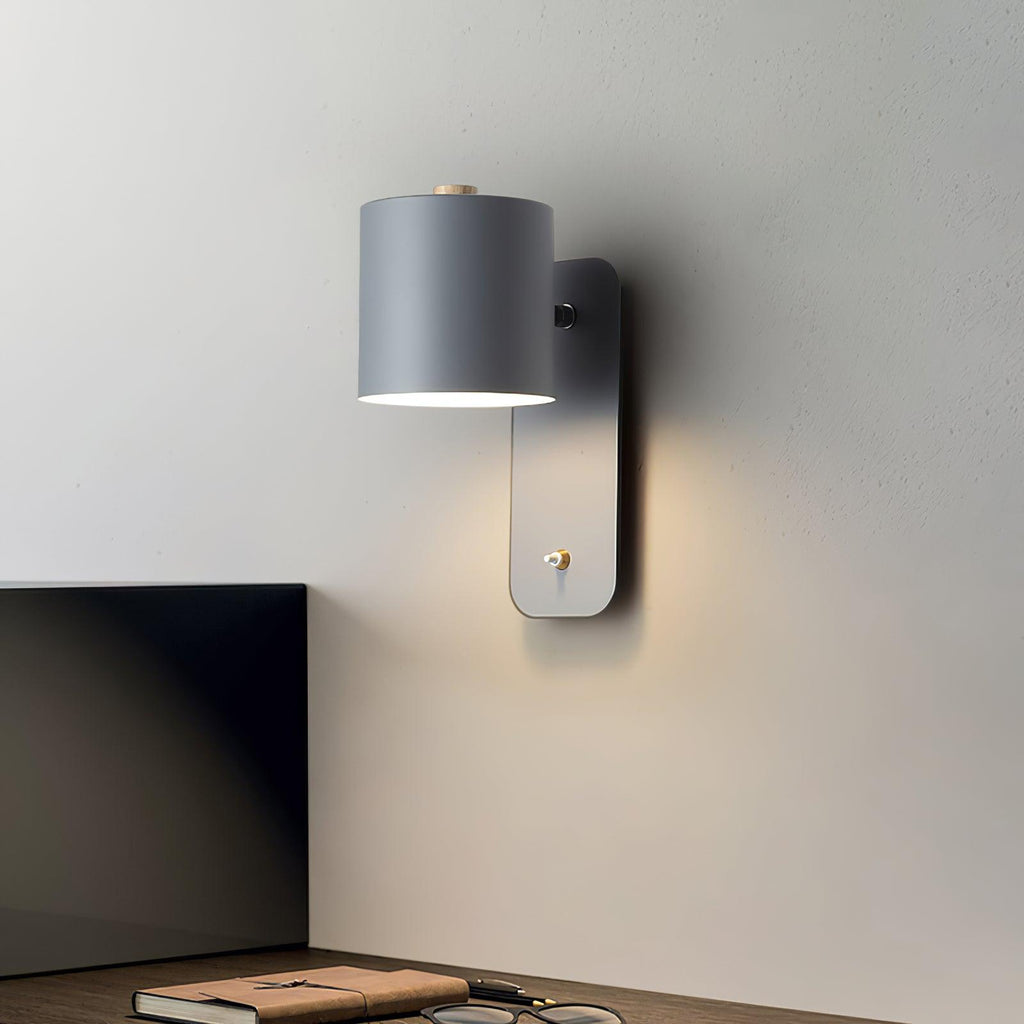 Adjustable Bedside Wall Lamp With Cylinder Rotatable Head
