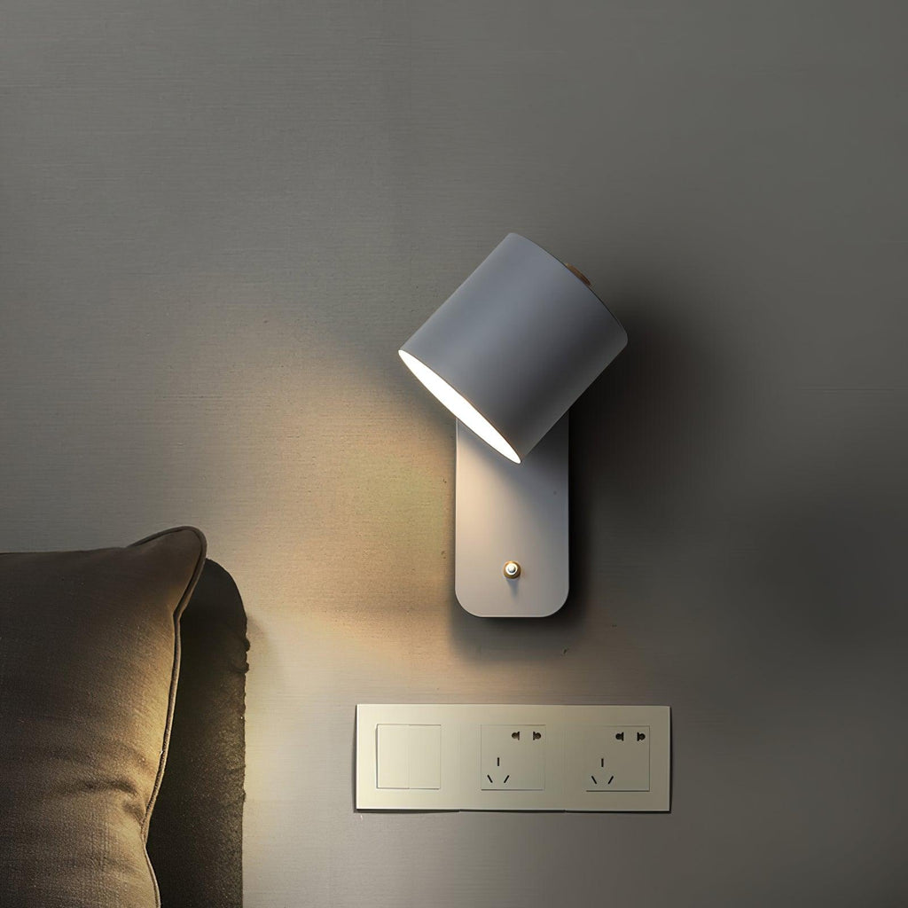 Adjustable Bedside Wall Lamp With Cylinder Rotatable Head