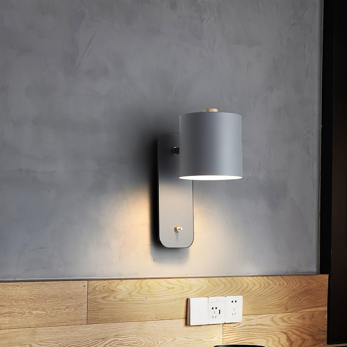 Adjustable Bedside Wall Lamp With Cylinder Rotatable Head