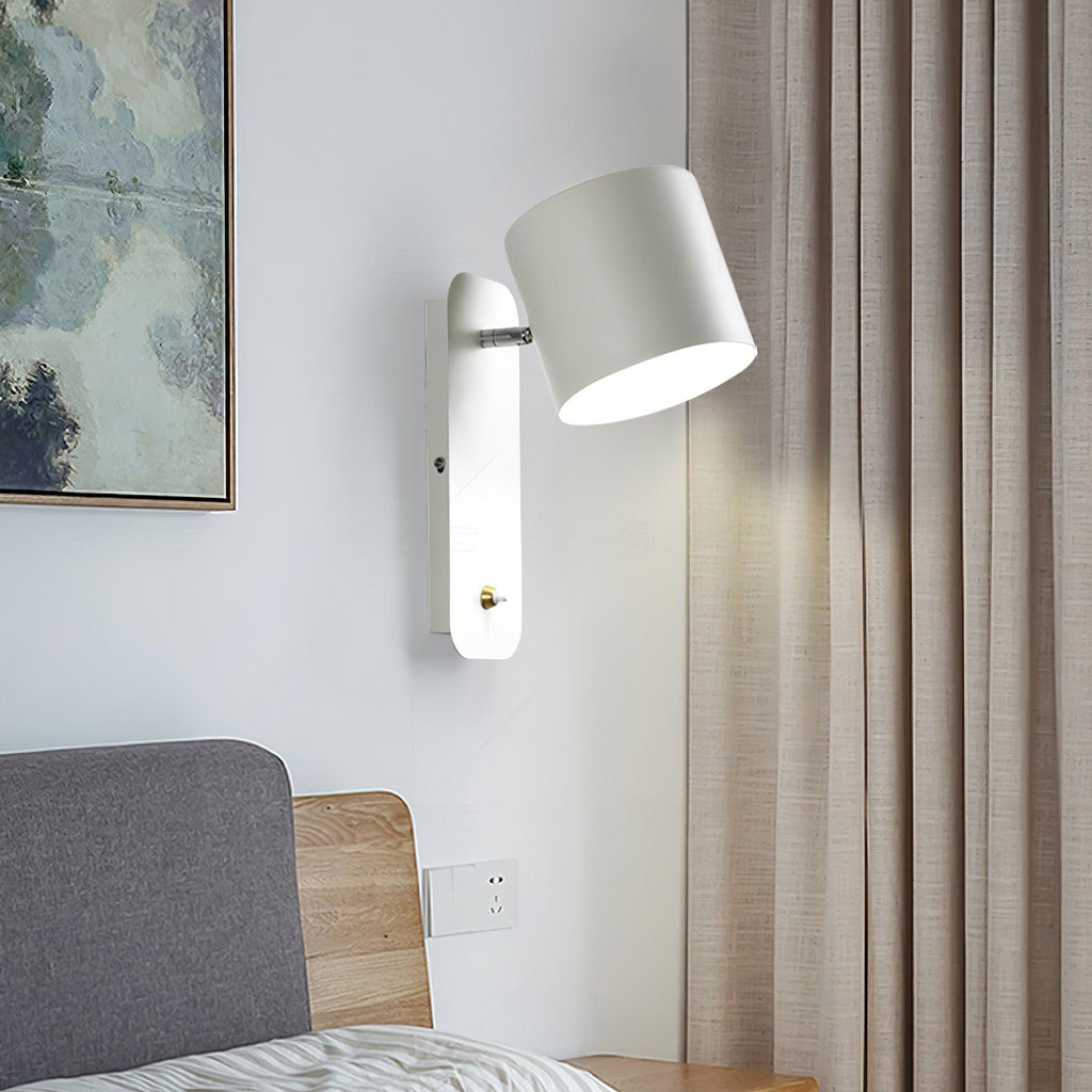 Adjustable Bedside Wall Lamp With Cylinder Rotatable Head