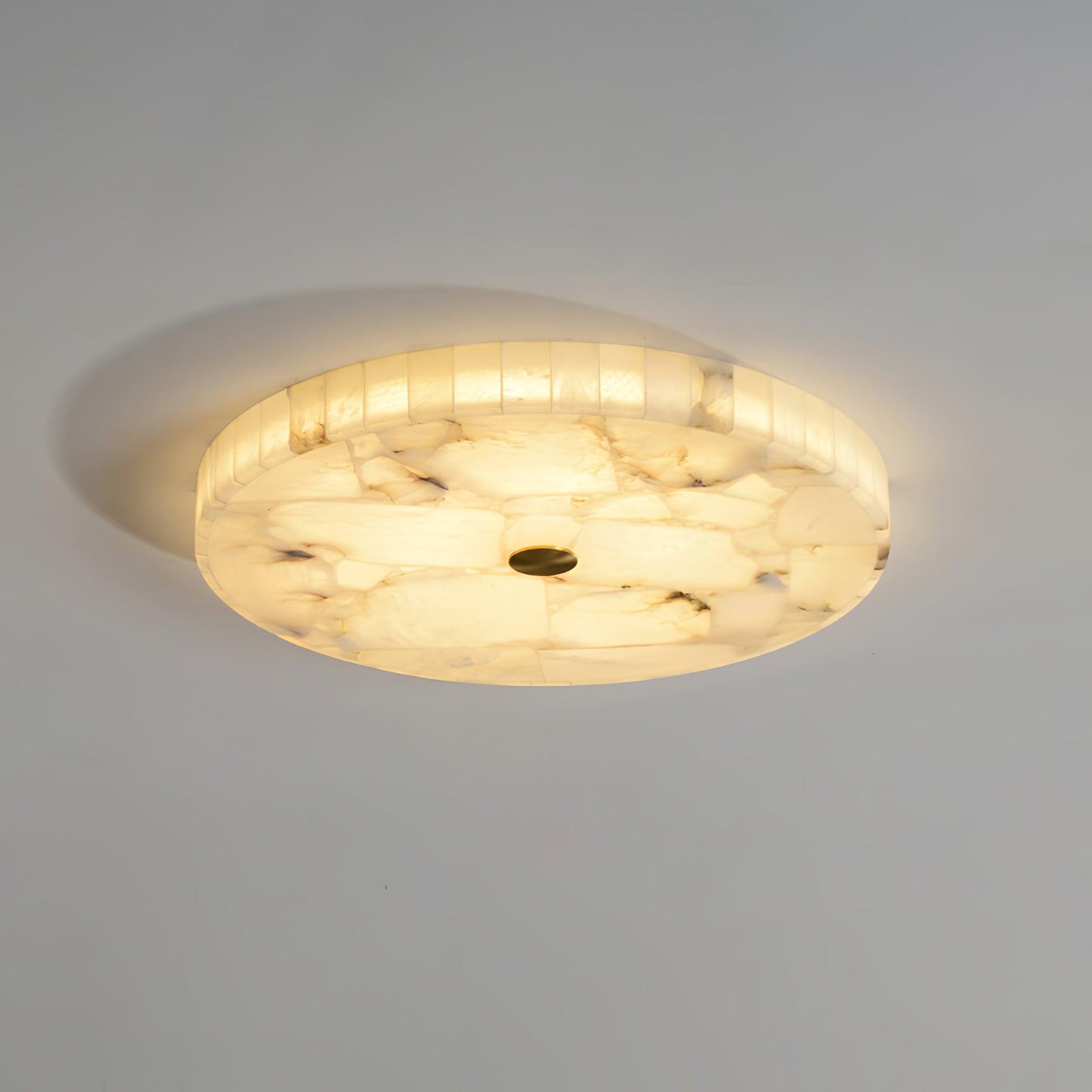 Warm Ambience Natural Round Alabaster Ceiling Light