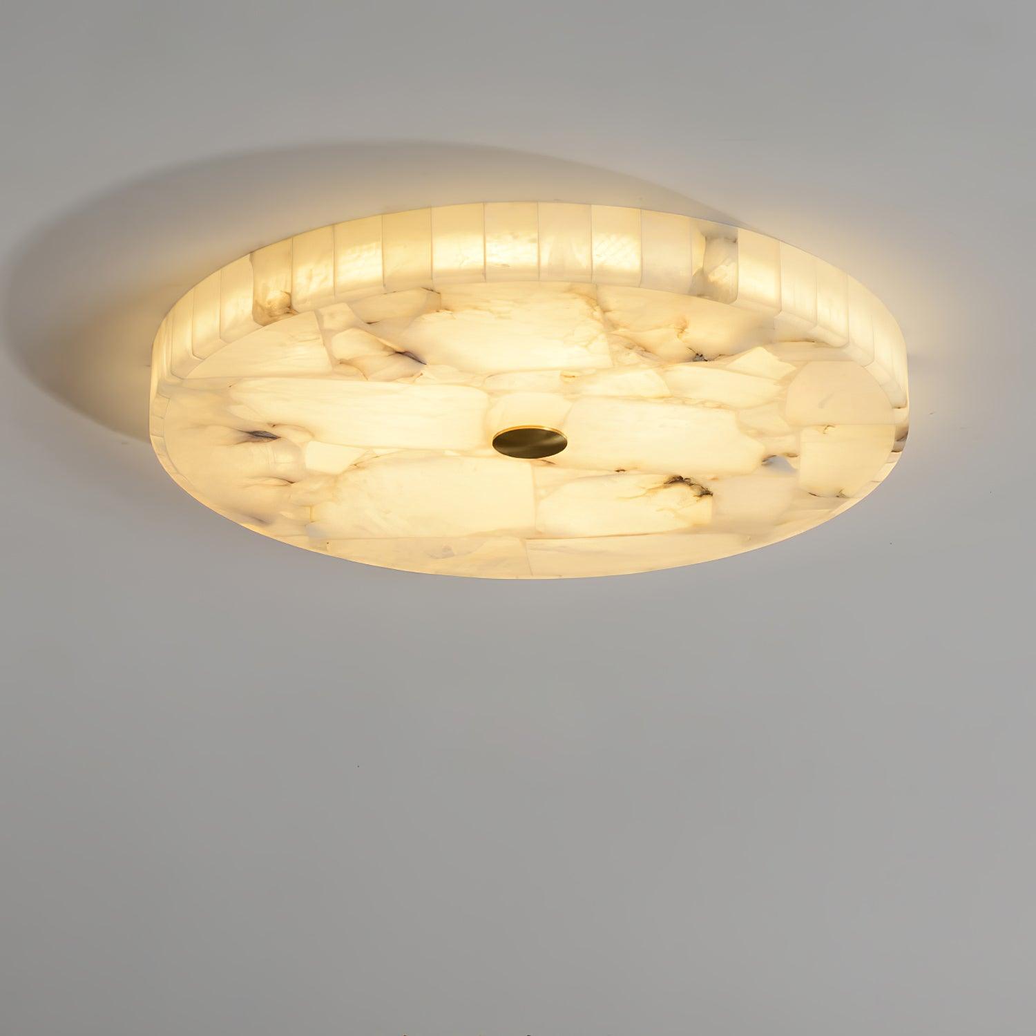 Warm Ambience Natural Round Alabaster Ceiling Light