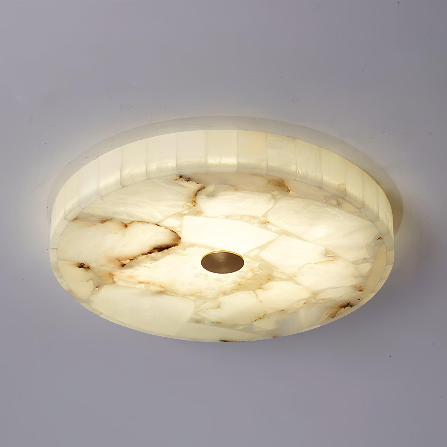 Warm Ambience Natural Round Alabaster Ceiling Light