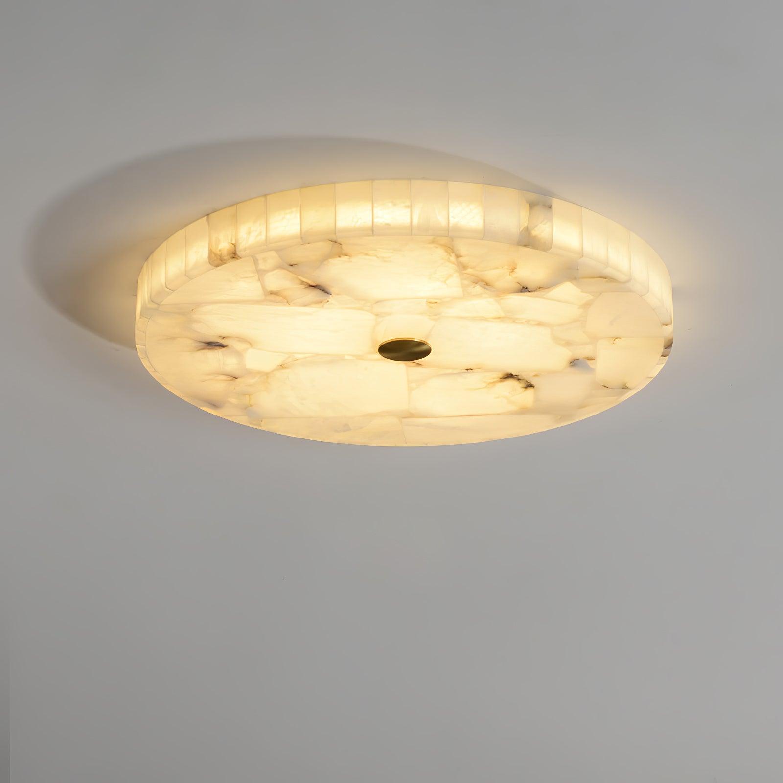 Warm Ambience Natural Round Alabaster Ceiling Light