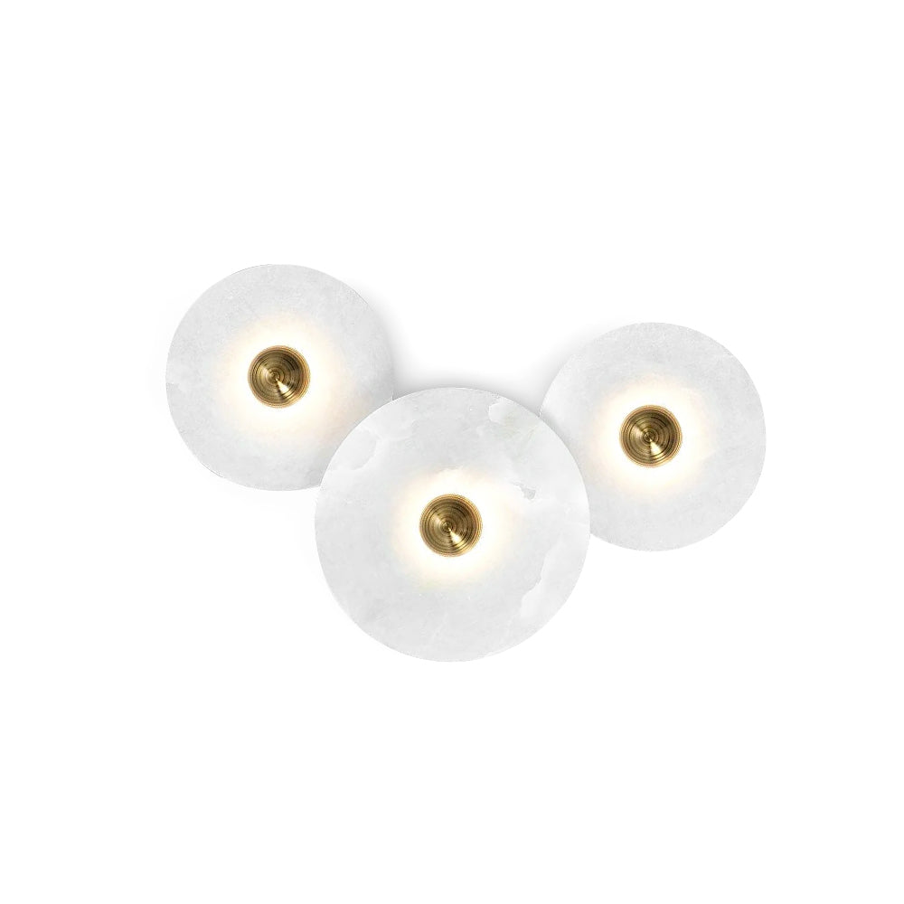Soft Glow Alabaster Layered Wall Disc Lamp For Living Room