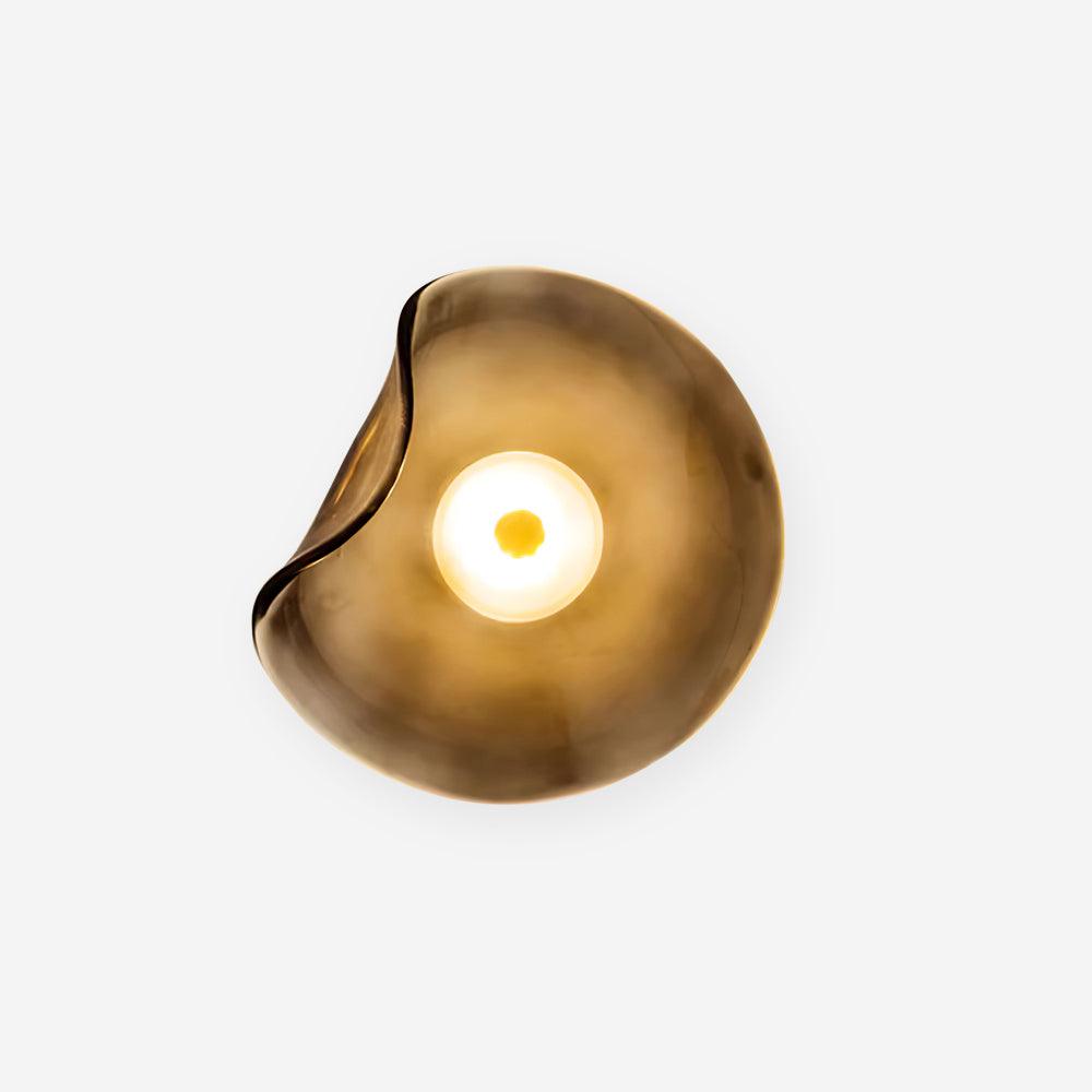25cm Diameter Damp Rated Amber Glass Wall Light With Integrated LED