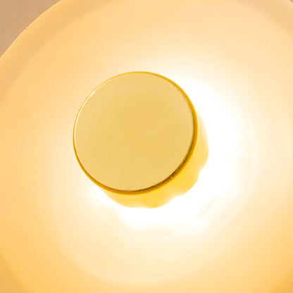 25cm Diameter Damp Rated Amber Glass Wall Light With Integrated LED