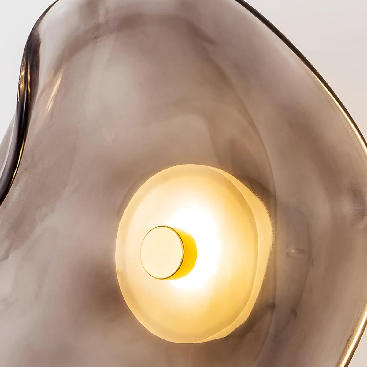 25cm Diameter Damp Rated Amber Glass Wall Light With Integrated LED