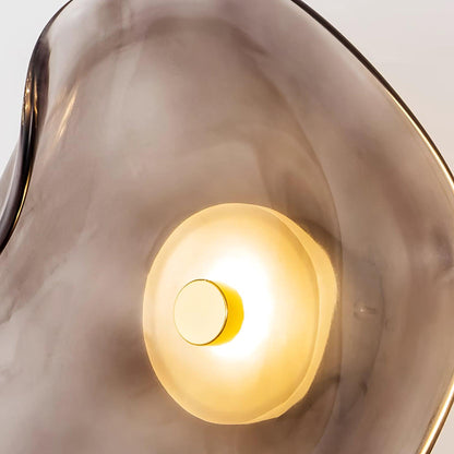 25cm Diameter Damp Rated Amber Glass Wall Light With Integrated LED