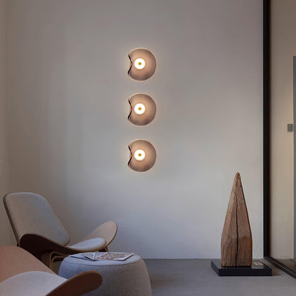 25cm Diameter Damp Rated Amber Glass Wall Light With Integrated LED