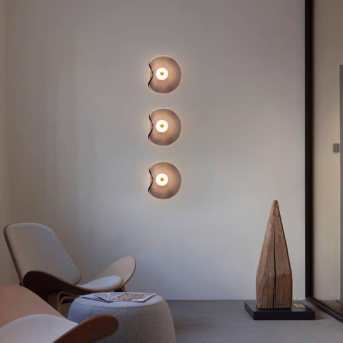 25cm Diameter Damp Rated Amber Glass Wall Light With Integrated LED