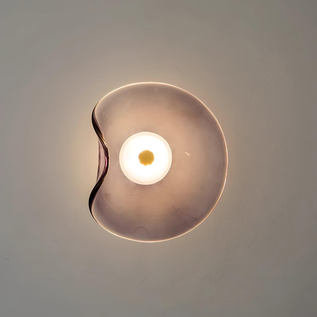 25cm Diameter Damp Rated Amber Glass Wall Light With Integrated LED