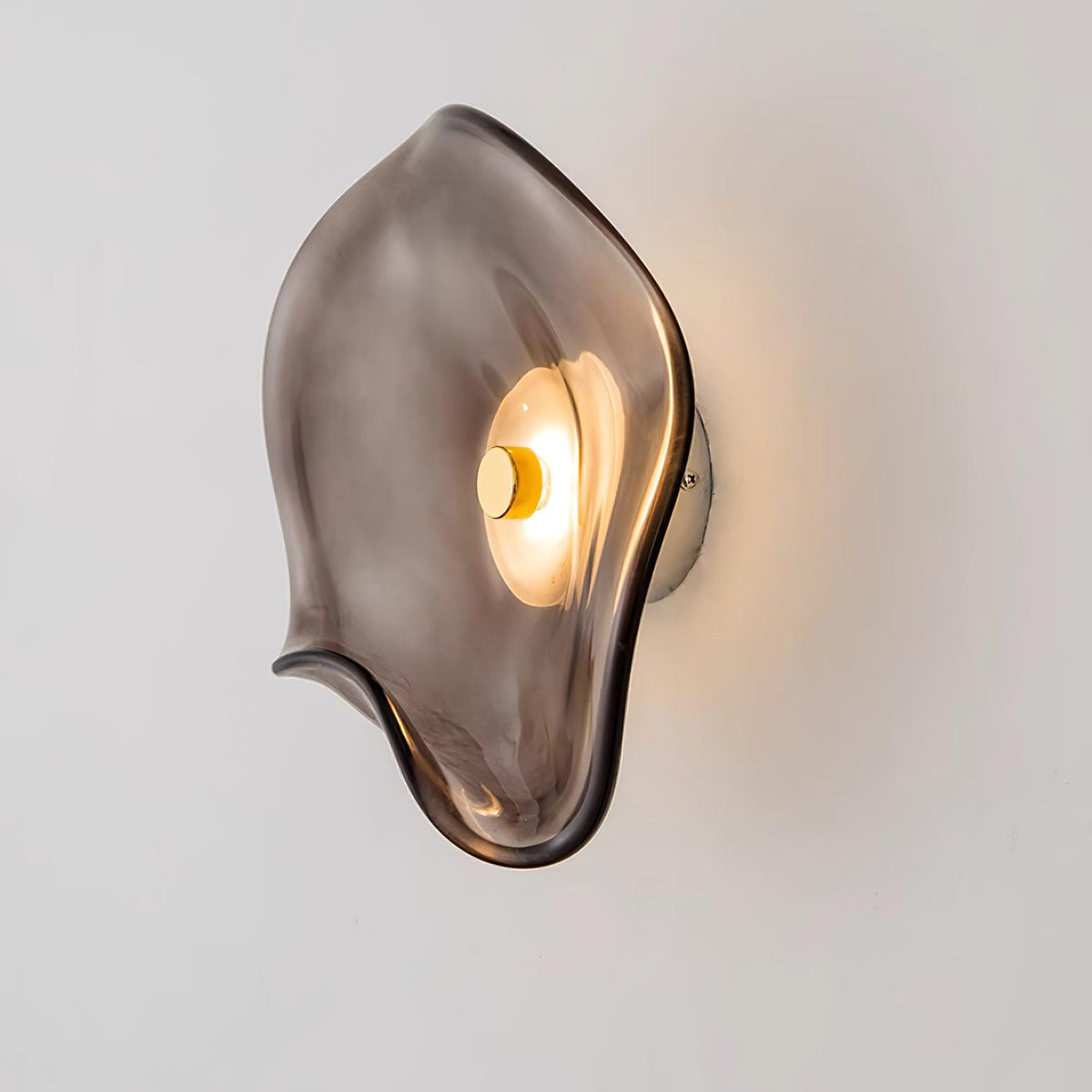 25cm Diameter Damp Rated Amber Glass Wall Light With Integrated LED