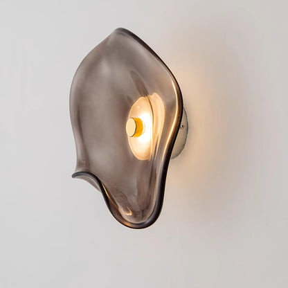 25cm Diameter Damp Rated Amber Glass Wall Light With Integrated LED
