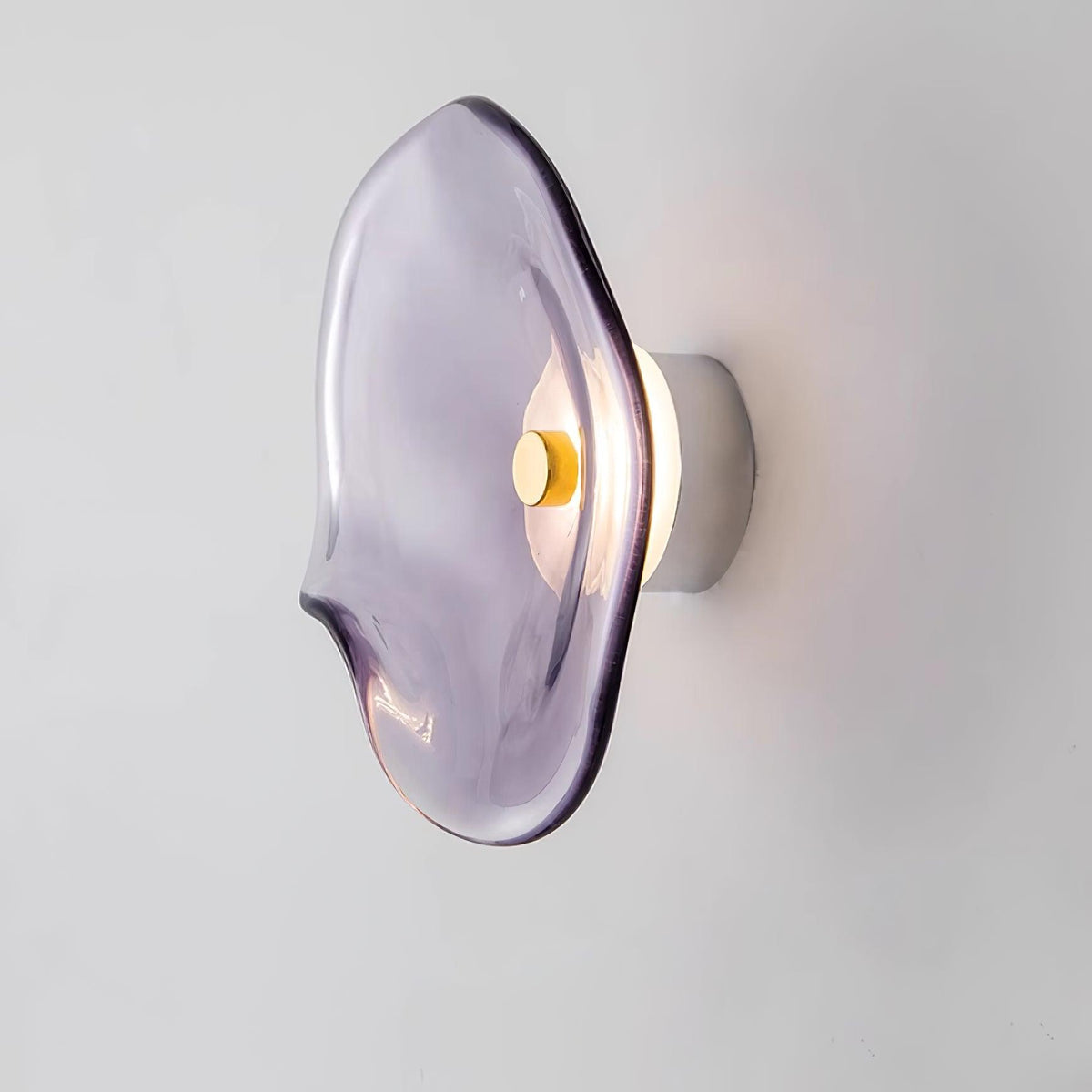 25cm Diameter Damp Rated Amber Glass Wall Light With Integrated LED