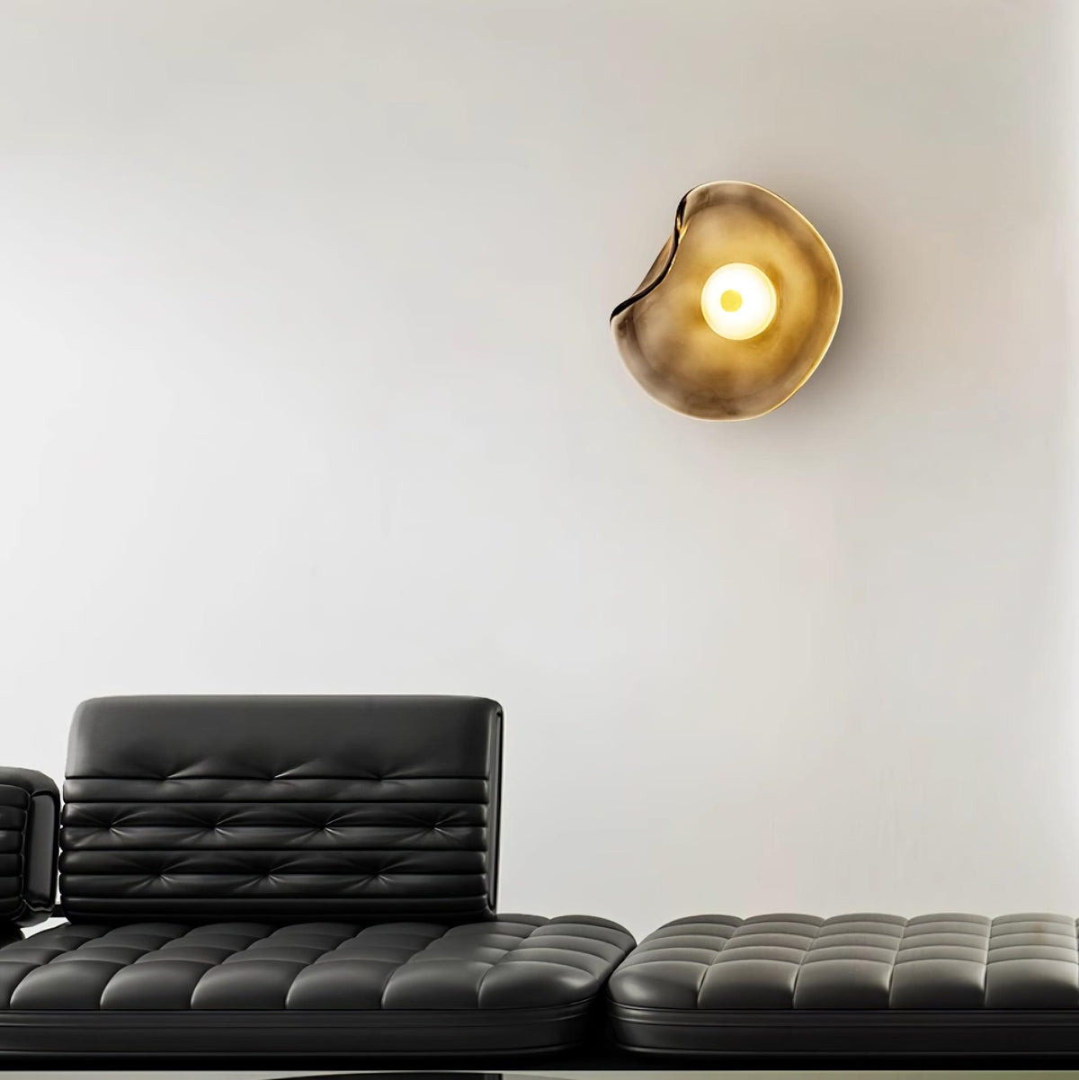 25cm Diameter Damp Rated Amber Glass Wall Light With Integrated LED