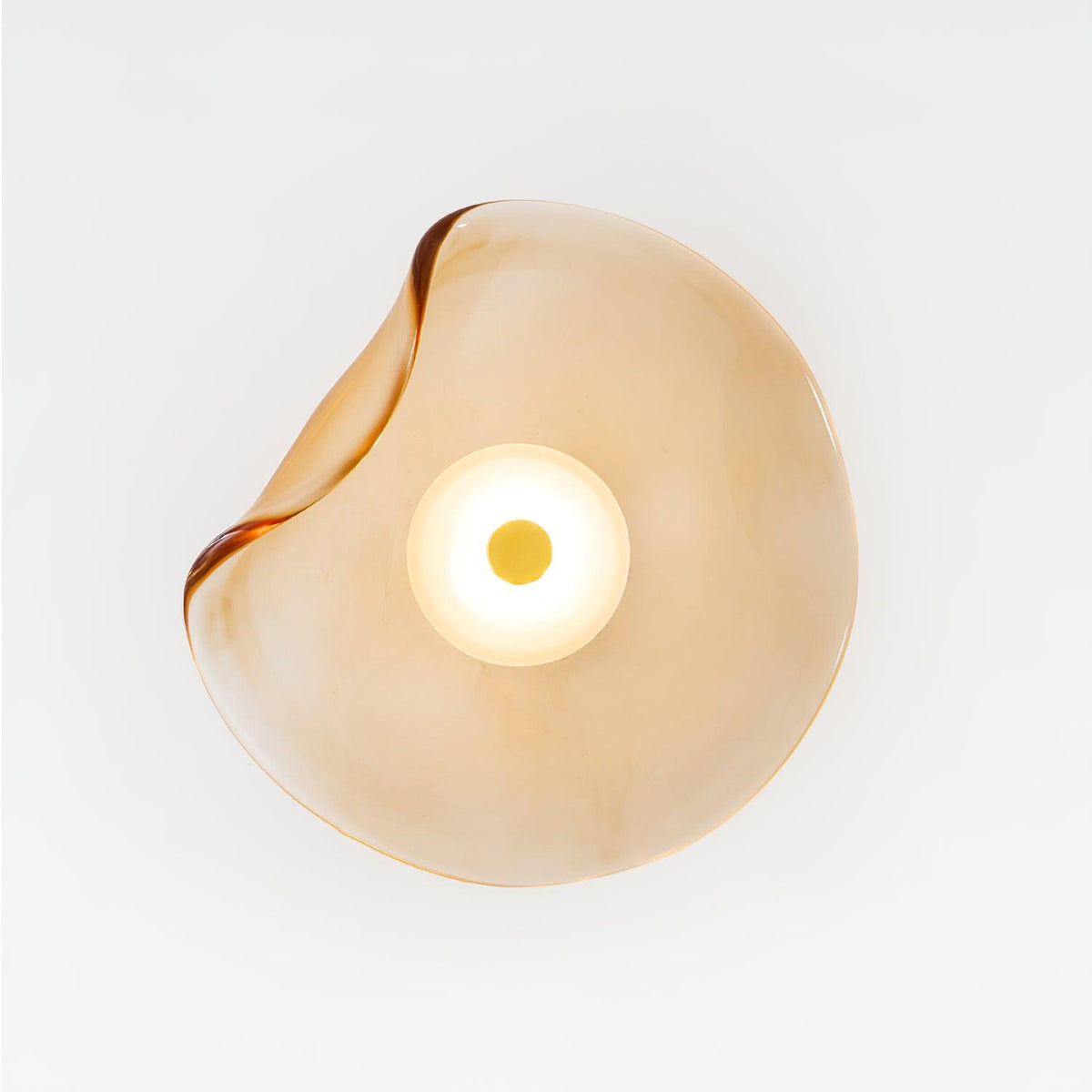 25cm Diameter Damp Rated Amber Glass Wall Light With Integrated LED