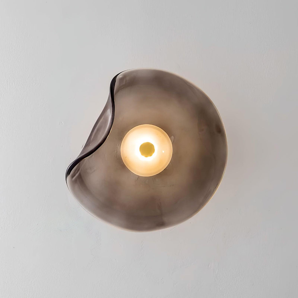 25cm Diameter Damp Rated Amber Glass Wall Light With Integrated LED