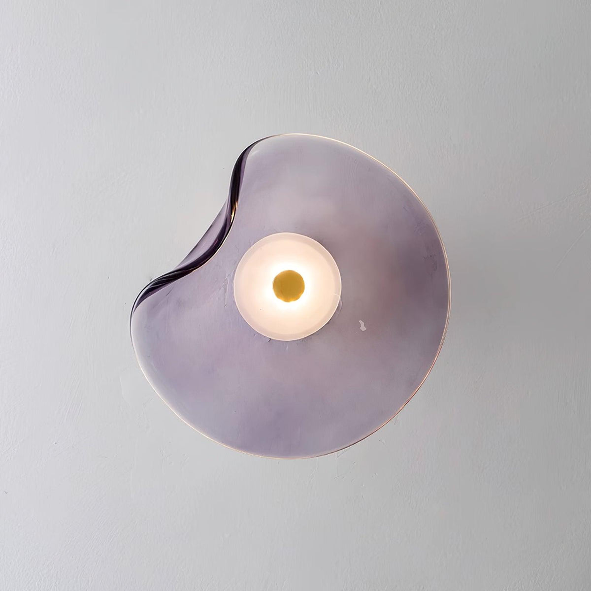 25cm Diameter Damp Rated Amber Glass Wall Light With Integrated LED
