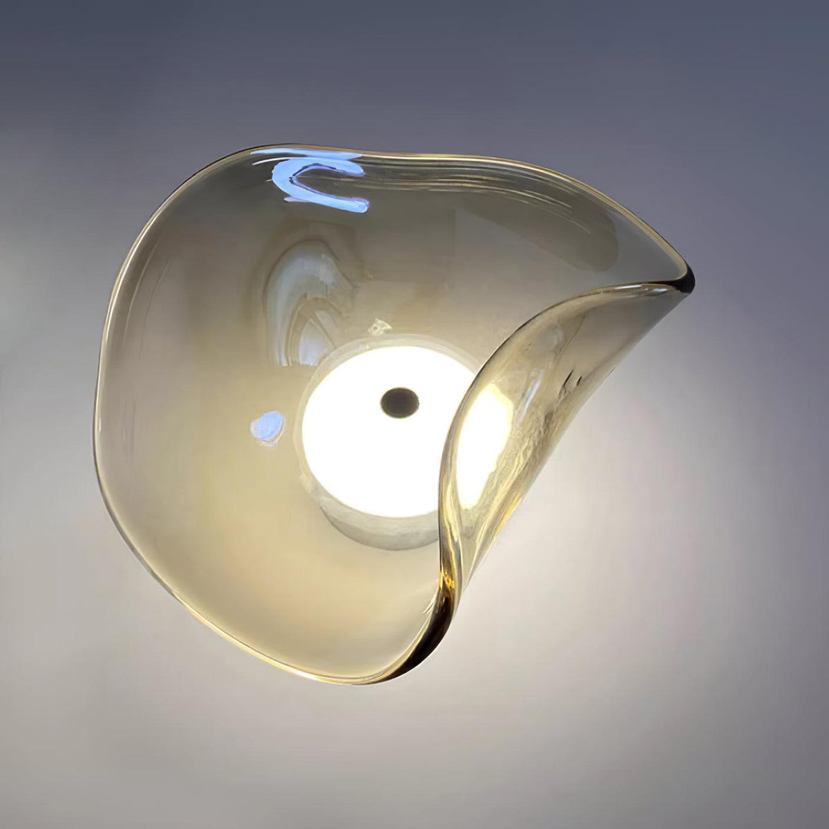 25cm Diameter Damp Rated Amber Glass Wall Light With Integrated LED